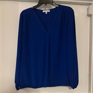 Chaus Deep Blue V-Neck Blouse